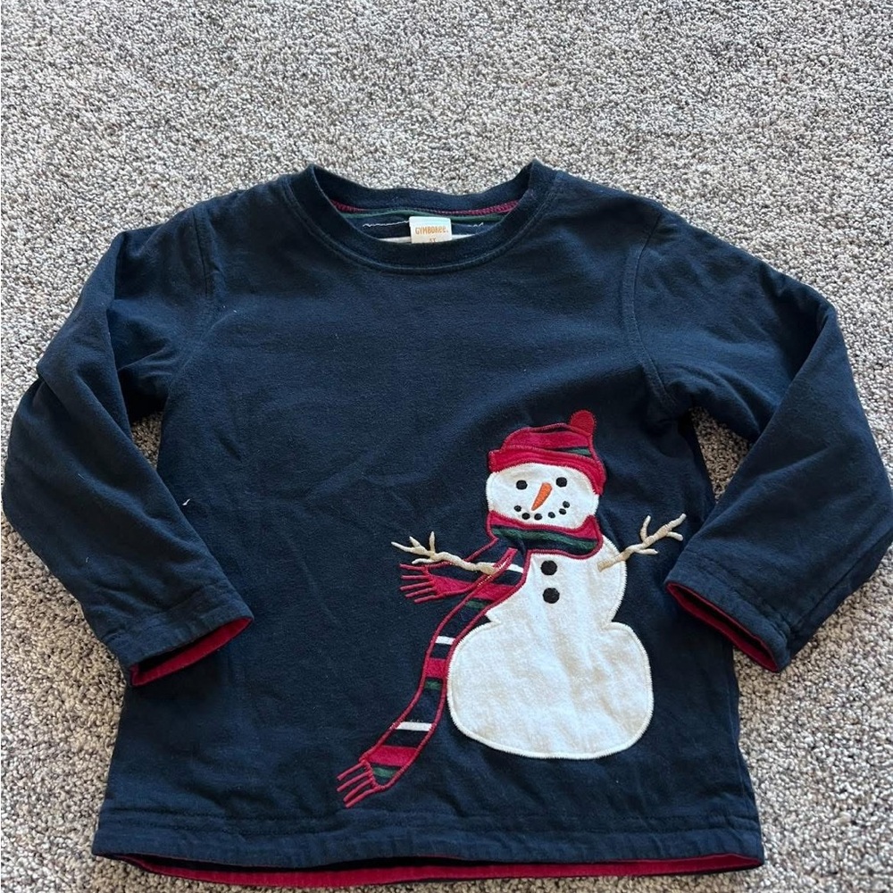 Gymboree Navy Blue Snowman Long Sleeve Tee